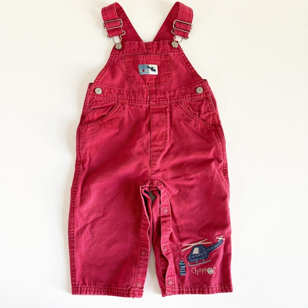 Carters Baby Vintage Helicopter Chopper Canvas Workwear Style Overalls 12-18M